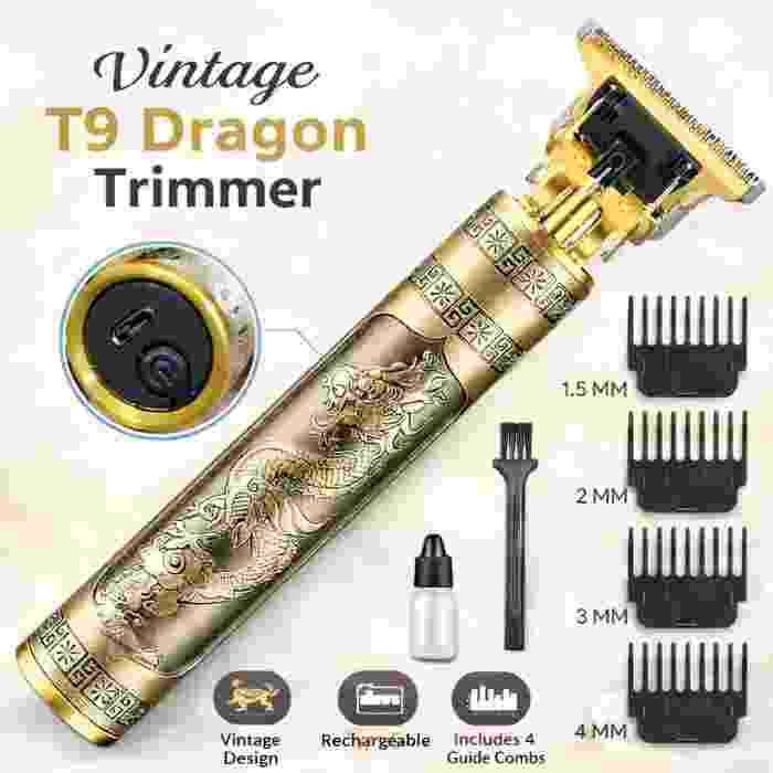 Vintage T9 Professional Hair & Beard Trimmer – T-Blade Clipper for Men