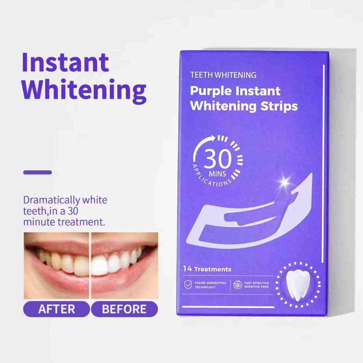 Purple Teeth Whitening Strips – Color Correcting Smile Care Strips