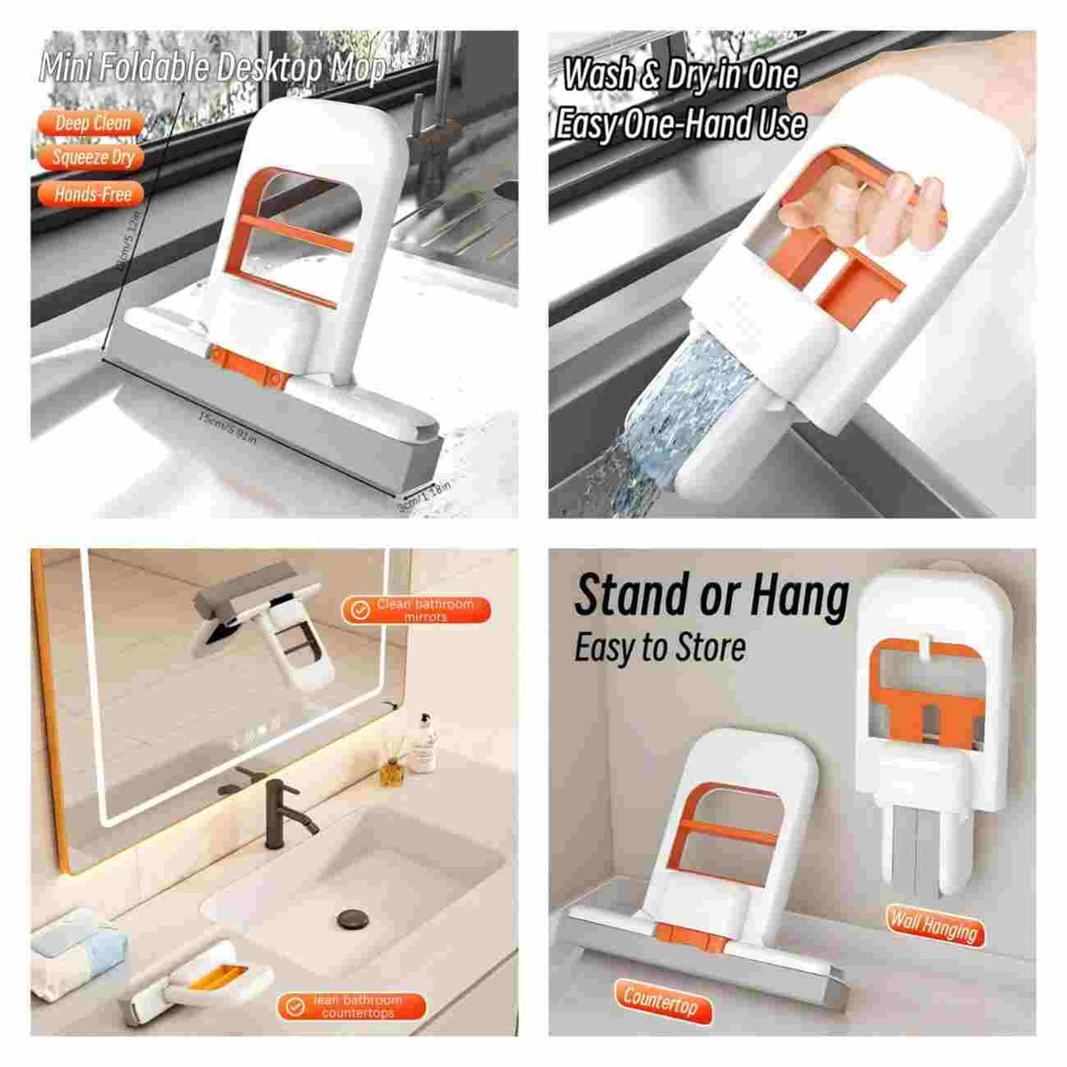 Foldable Mini Mop – Portable Self-Squeezing Wet & Dry Cleaning Tool