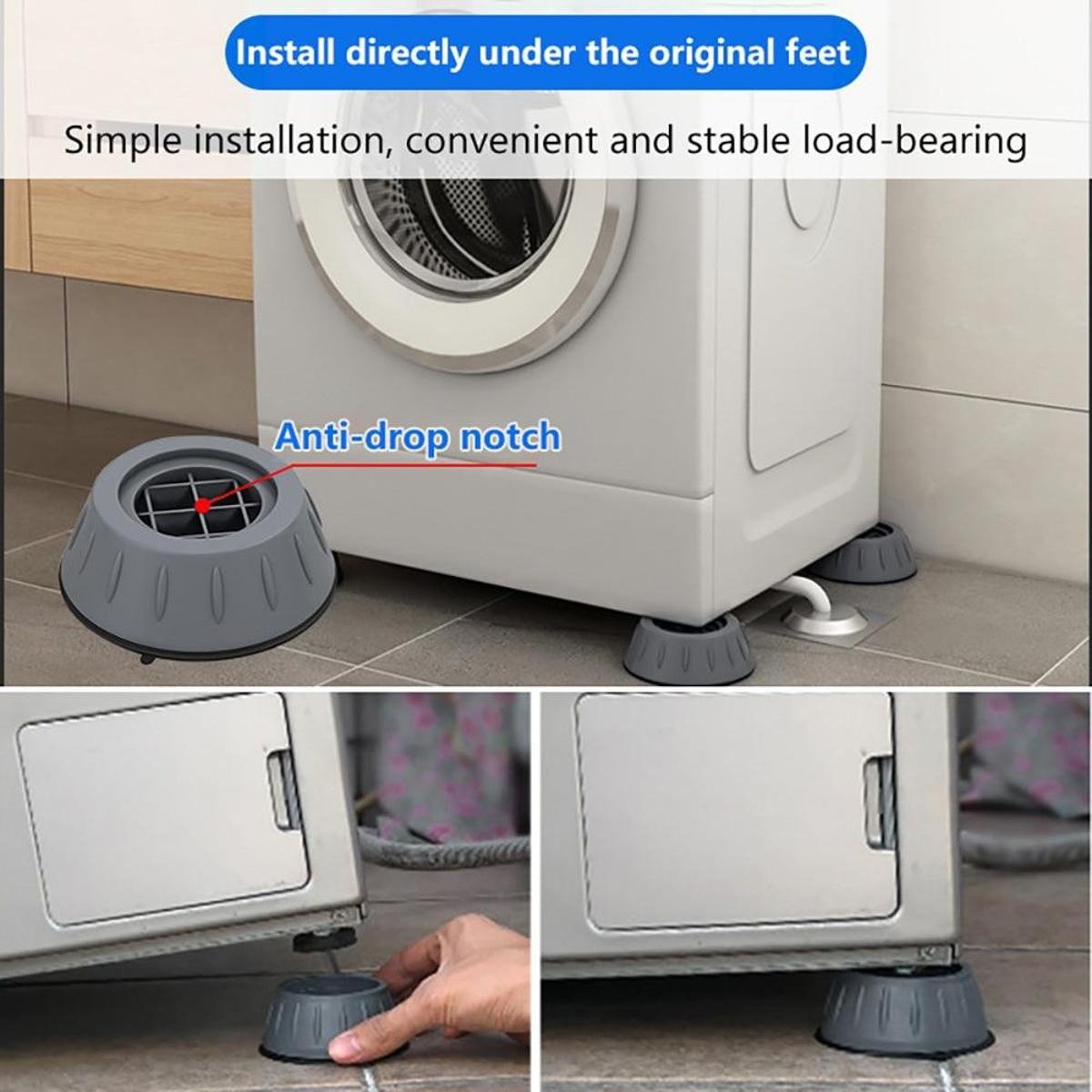 4Pcs Universal Anti-Vibration Feet Pads – Non-Slip Rubber Mats for Washing Machine & Furniture