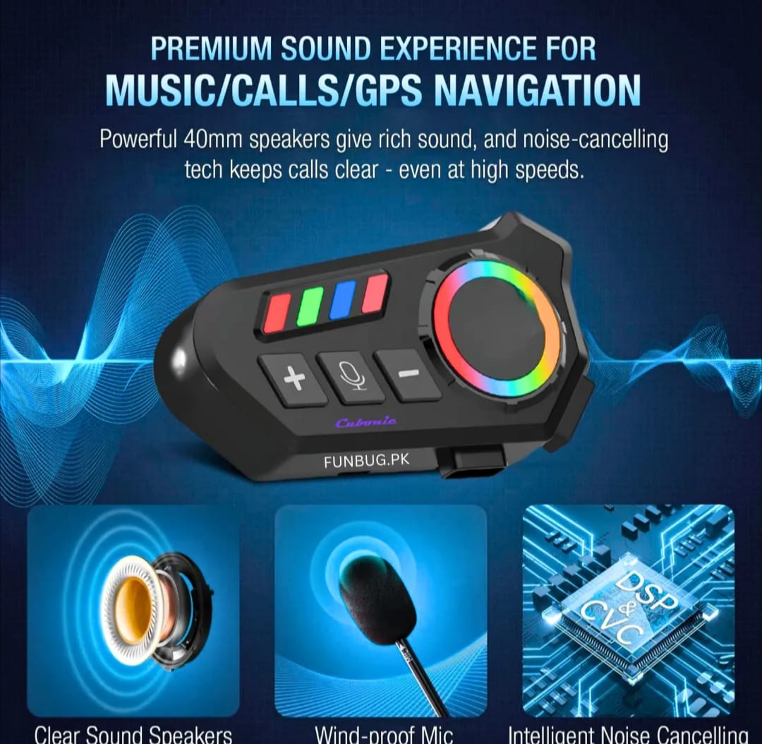 K06A Motorcycle Helmet Bluetooth Headset – Wireless Helmet Intercom with Noise Reduction