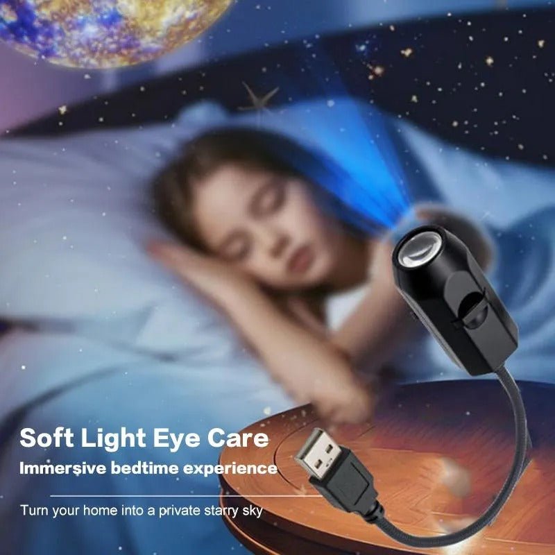 Moon & Earth Starry Sky Projector Lamp – USB Galaxy Night Light for Room Decoration