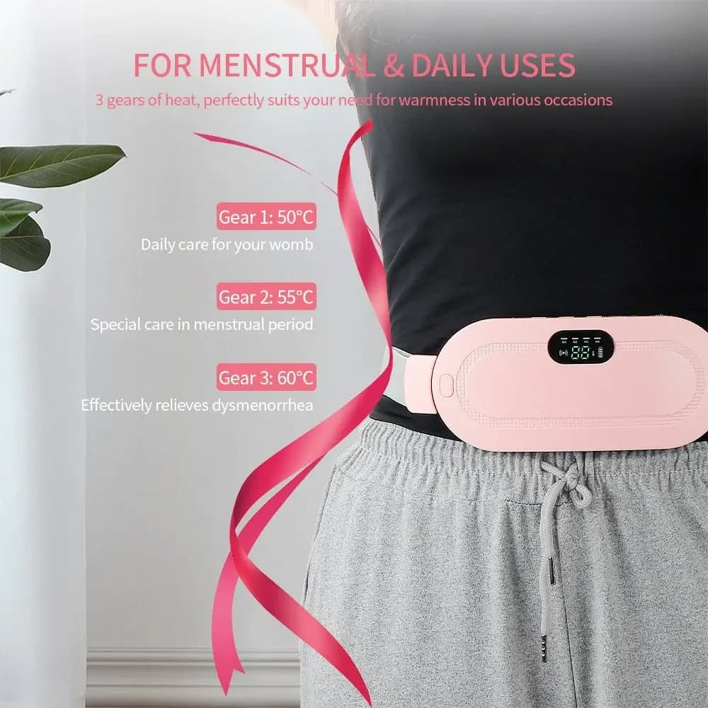 Portable Menstrual Heating Pad Belt – Heat & Vibration Massager for Women