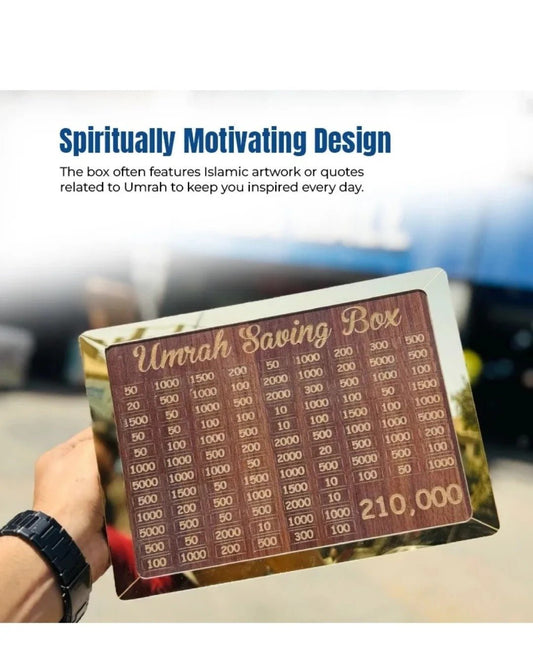 Premium Wooden Umrah Saving Box – Save For Your Umrah Journey (210,000 Goal)