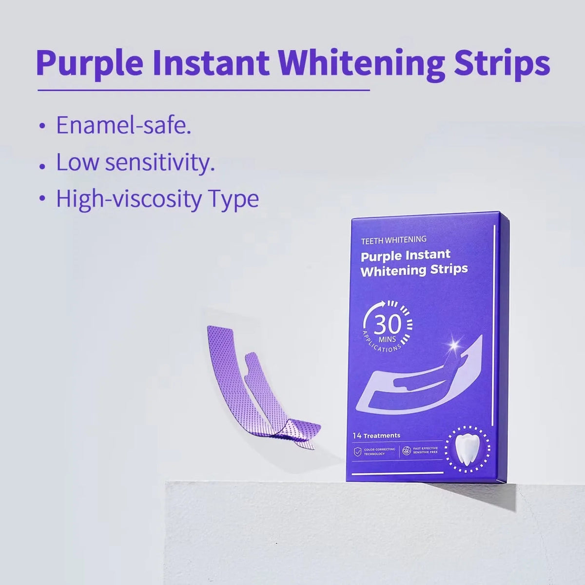 Purple Teeth Whitening Strips – Color Correcting Smile Care Strips