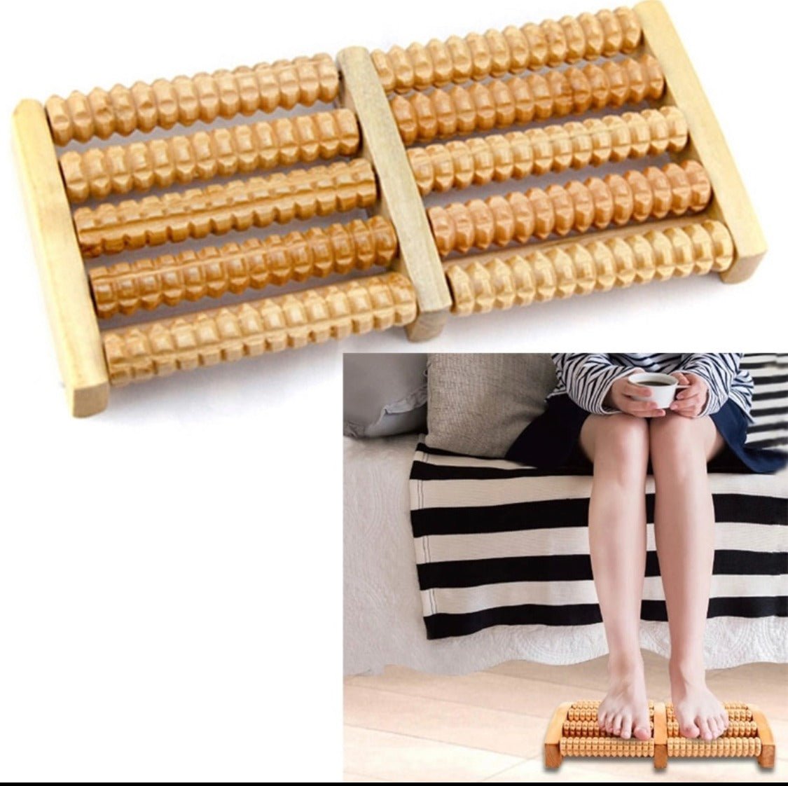 Traditional Wooden Foot Roller Massager – Natural Wood Relaxation Tool