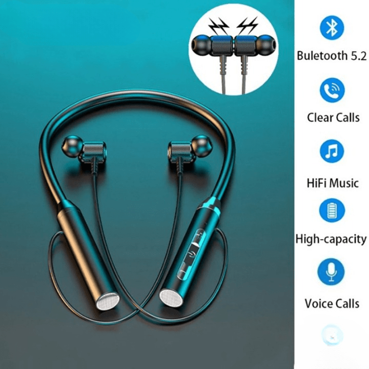 Universal Neckband Bluetooth Earphones – Wireless Headset with Long Battery Backup