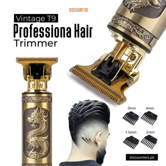Vintage T9 Professional Hair & Beard Trimmer – T-Blade Clipper for Men